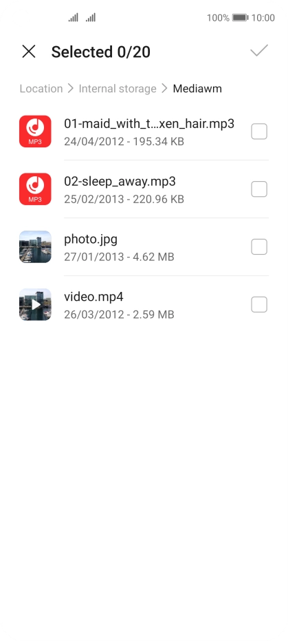 Press the required file. Press the required file.