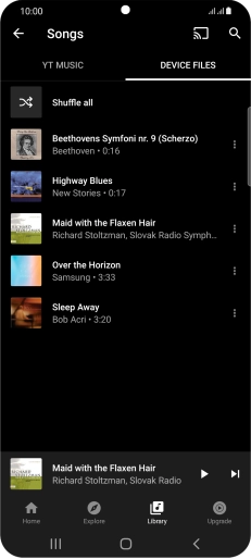 Press the required audio file. Press the required audio file.