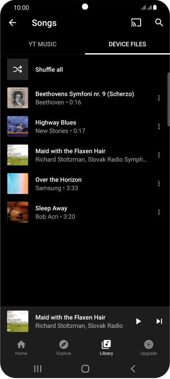 Press the required audio file. Press the required audio file.