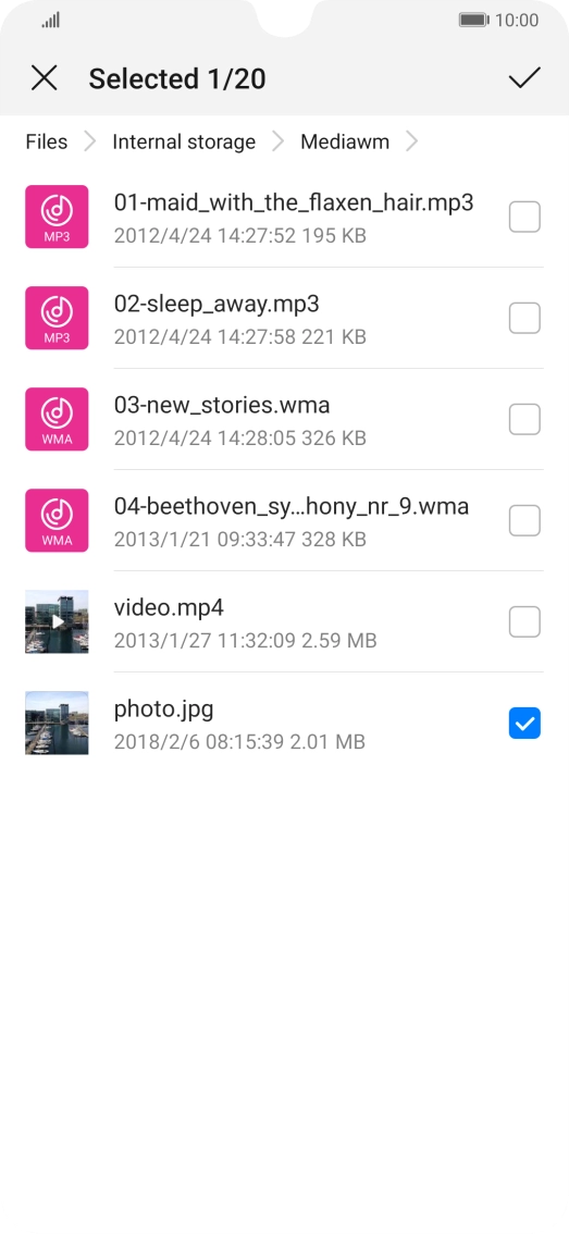 Press the confirm icon. Press the confirm icon.