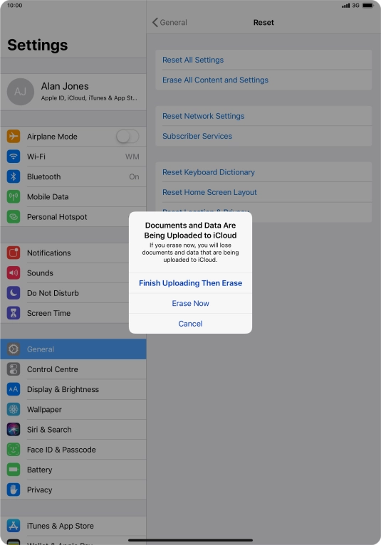 Press the required setting. Press the required setting.