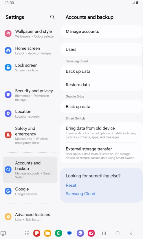Press Manage accounts. Press Manage accounts.