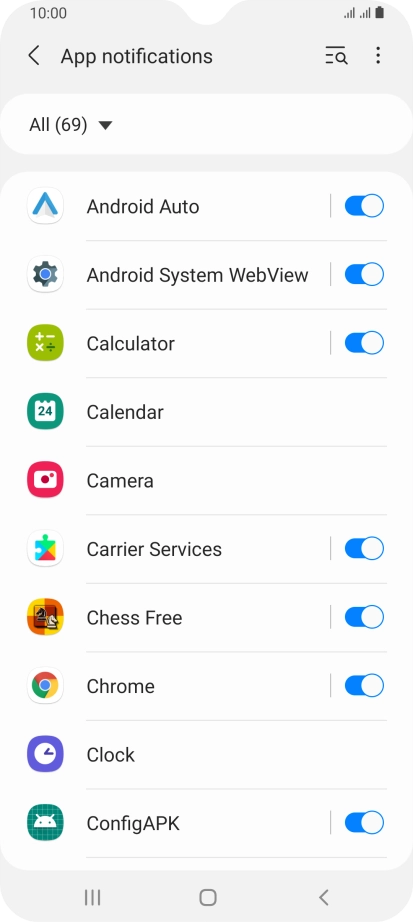 Press the indicators next to the required apps to turn the function on or off. Press the indicators next to the required apps to turn the function on or off.