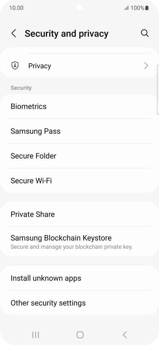 Press Other security settings. Press Other security settings.