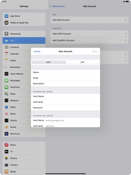 Press Host Name and key in the name of your email provider's outgoing server. Press Host Name and key in the name of your email provider's outgoing server.