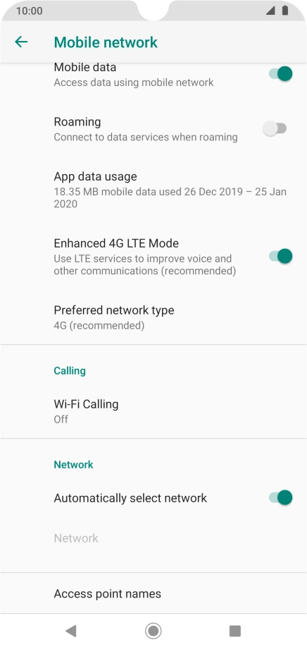 Press Access point names. Press Access point names.