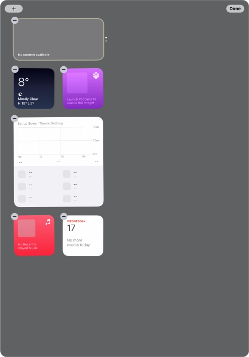 Press and hold the required widget until a pop-up menu is displayed. Press and hold the required widget until a pop-up menu is displayed.