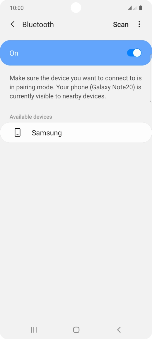Press the required Bluetooth device and follow the instructions on the screen to pair the device with your phone. Press the required Bluetooth device and follow the instructions on the screen to pair the device with your phone.