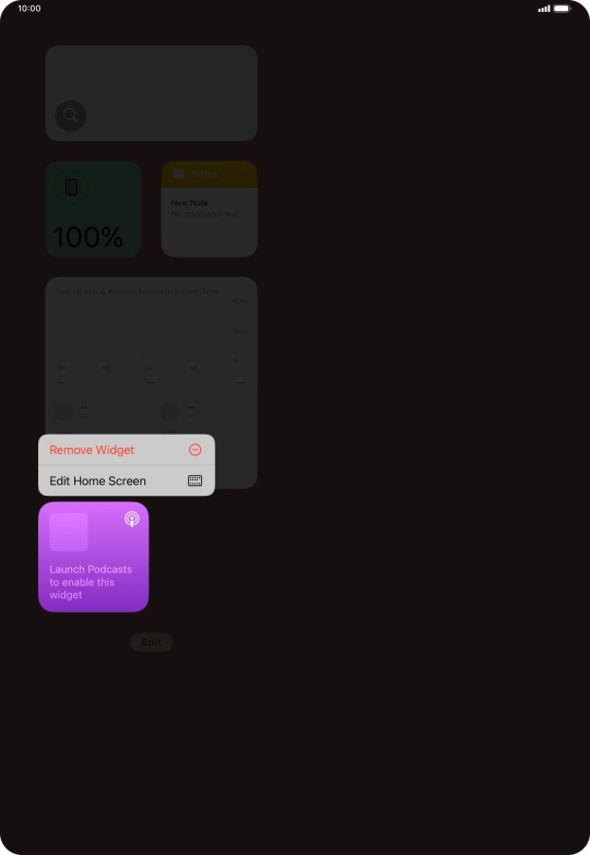 Press the required widget. Press the required widget.