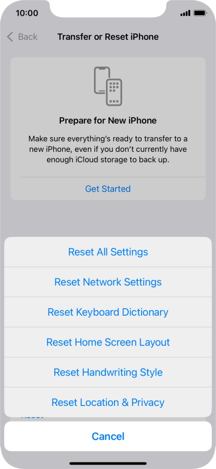 Press Reset All Settings. Press Reset All Settings.