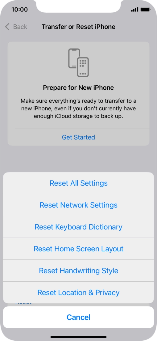 Press Reset All Settings. Press Reset All Settings.