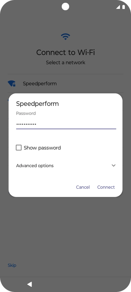 Key in the password for the Wi-Fi network and press Connect. Key in the password for the Wi-Fi network and press Connect.