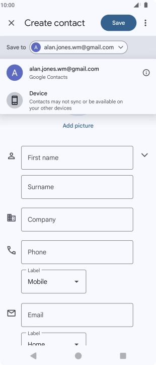 Press the required Google account. Press the required Google account.
