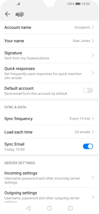 Press Account name and key in the required name. Press Account name and key in the required name.