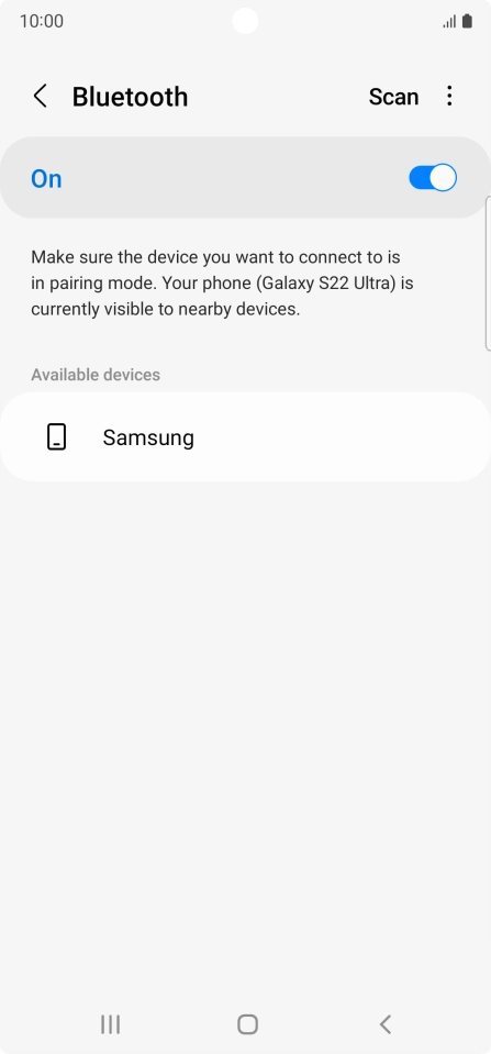 Press the required Bluetooth device and follow the instructions on the screen to pair the device with your phone. Press the required Bluetooth device and follow the instructions on the screen to pair the device with your phone.