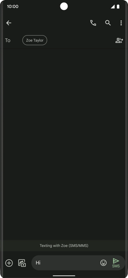 Press the send icon when you've finished your SMS. Press the send icon when you've finished your SMS.