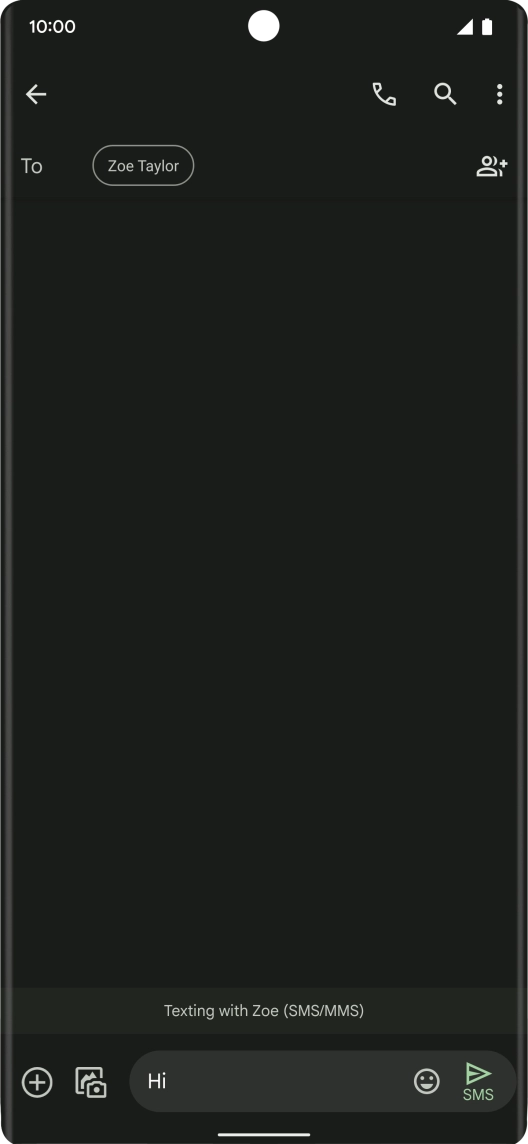 Press the send icon when you've finished your SMS. Press the send icon when you've finished your SMS.
