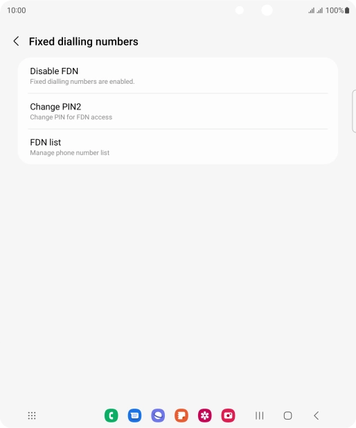 Press Disable FDN. Press Disable FDN.