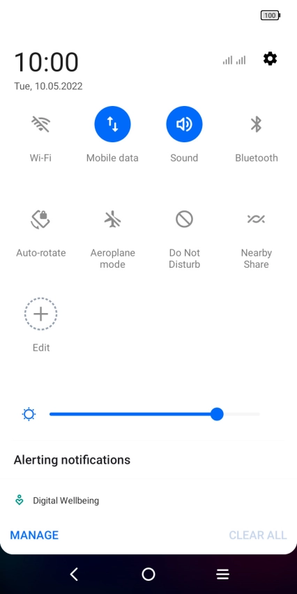Press the settings icon. Press the settings icon.