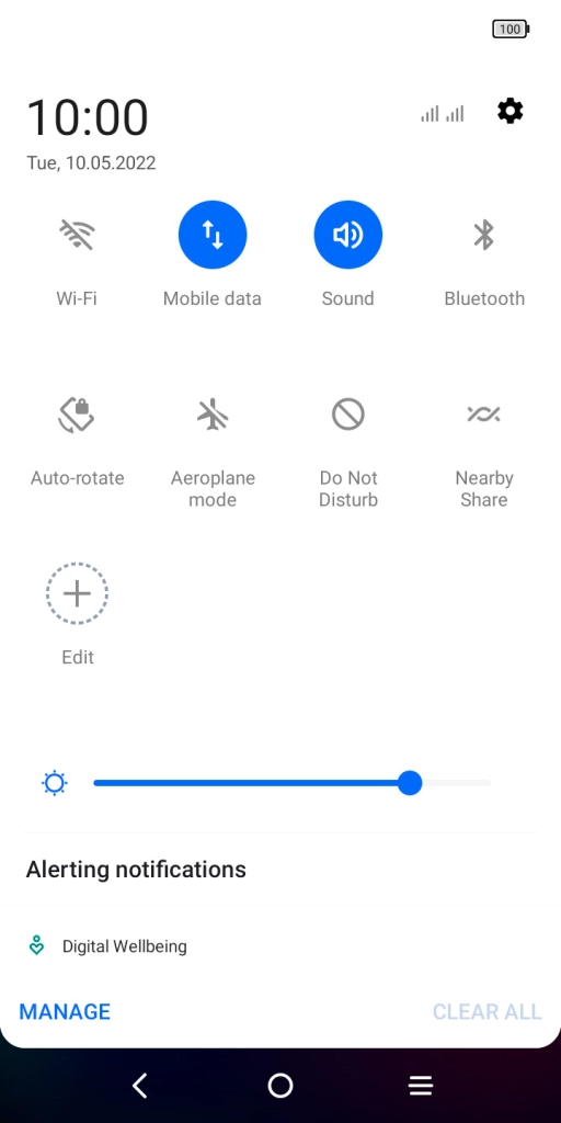 Press the settings icon. Press the settings icon.
