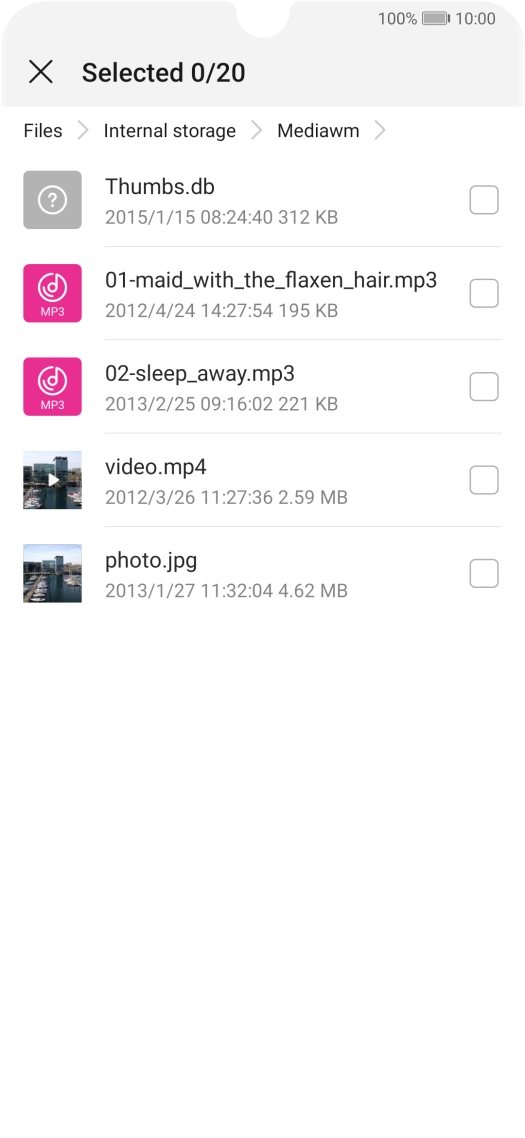 Press the required file. Press the required file.