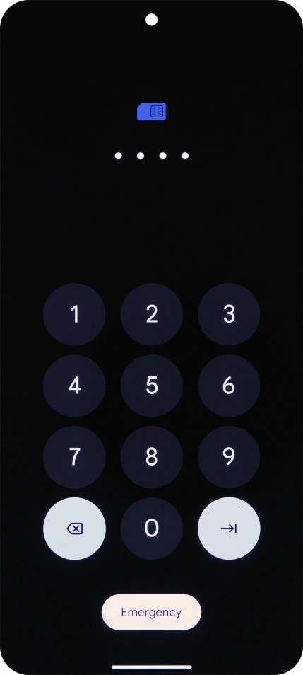 If your SIM is locked, key in your PIN and press arrow right. The default PIN is 1111. If your SIM is locked, key in your PIN and press arrow right. The default PIN is 1111.