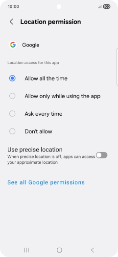 Press the required setting. Press the required setting.