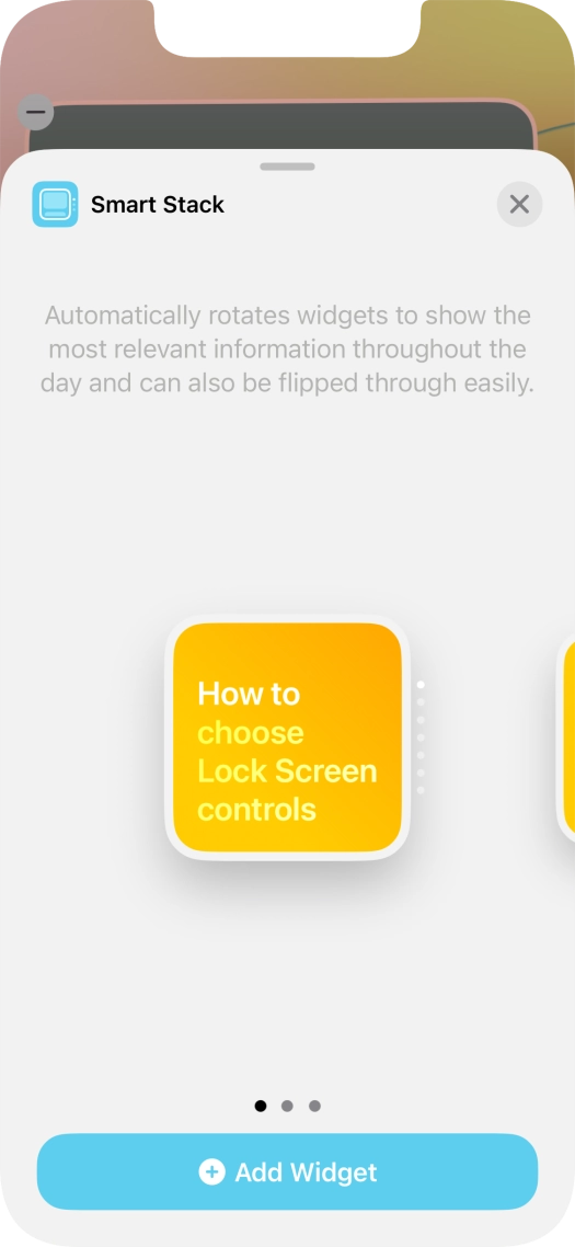Slide your finger right or left on the screen to select the required widget size. Slide your finger right or left on the screen to select the required widget size.