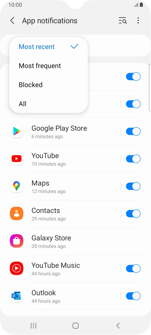 Press the required setting. Press the required setting.