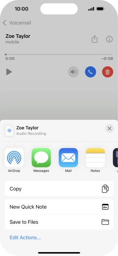 Press the required setting and follow the instructions on the screen to share or save the message. Press the required setting and follow the instructions on the screen to share or save the message.