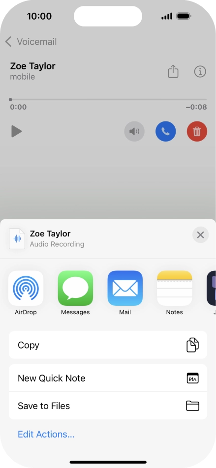 Press the required setting and follow the instructions on the screen to share or save the message. Press the required setting and follow the instructions on the screen to share or save the message.