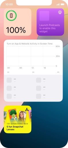 Press and hold the required widget until a pop-up menu is displayed. Press and hold the required widget until a pop-up menu is displayed.