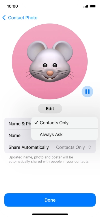 Press the required setting. Press the required setting.