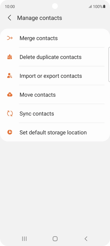 Press Import or export contacts. Press Import or export contacts.