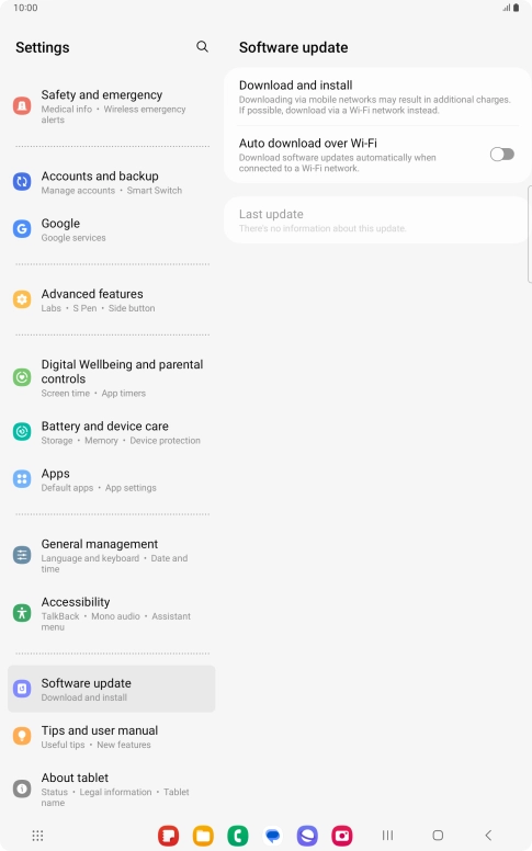 Press Download and install. If a new software version is available, it's displayed. Follow the instructions on the screen to update the tablet software. Press Download and install. If a new software version is available, it's displayed. Follow the instructions on the screen to update the tablet software.