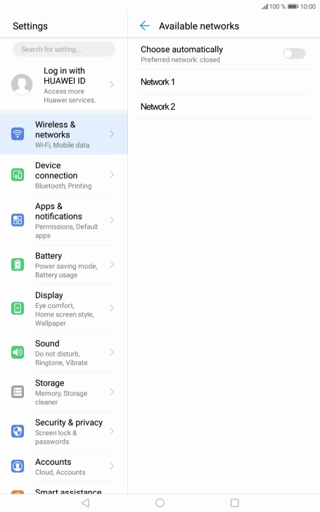 Press the required network. Press the required network.