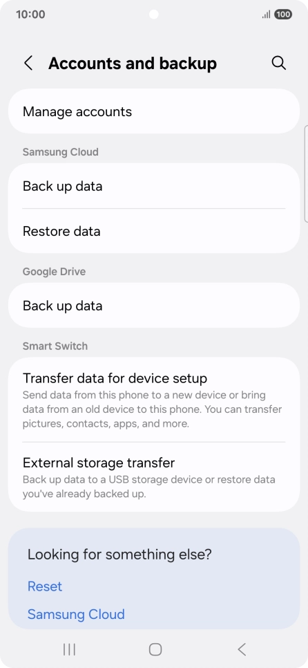Press Manage accounts. Press Manage accounts.
