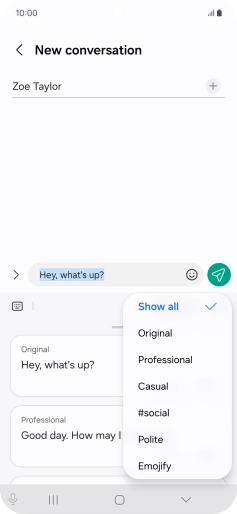 Press the required style of writing. Press the required style of writing.