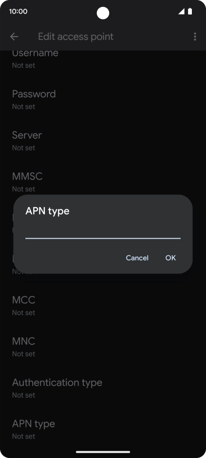 Key in default and press OK. Key in default and press OK.