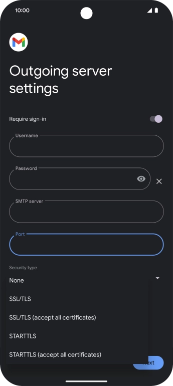 Press SSL/TLS. Press SSL/TLS.