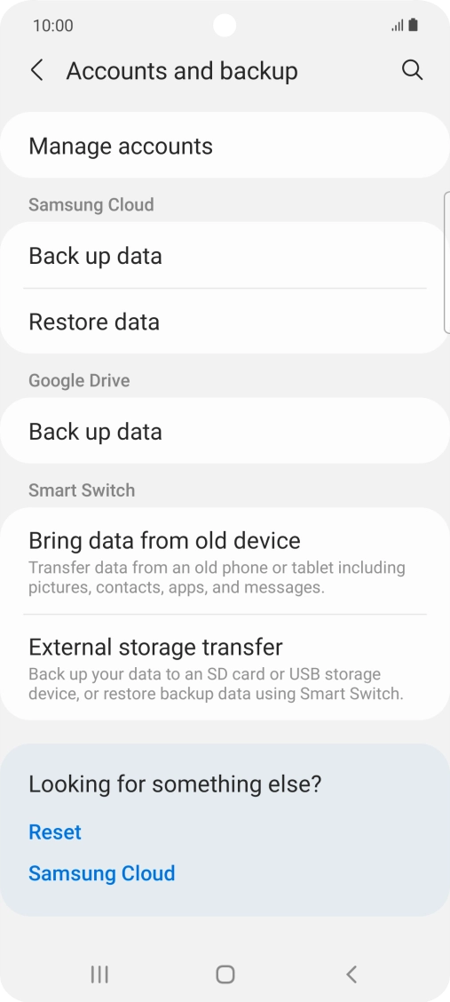 Press Manage accounts. Press Manage accounts.