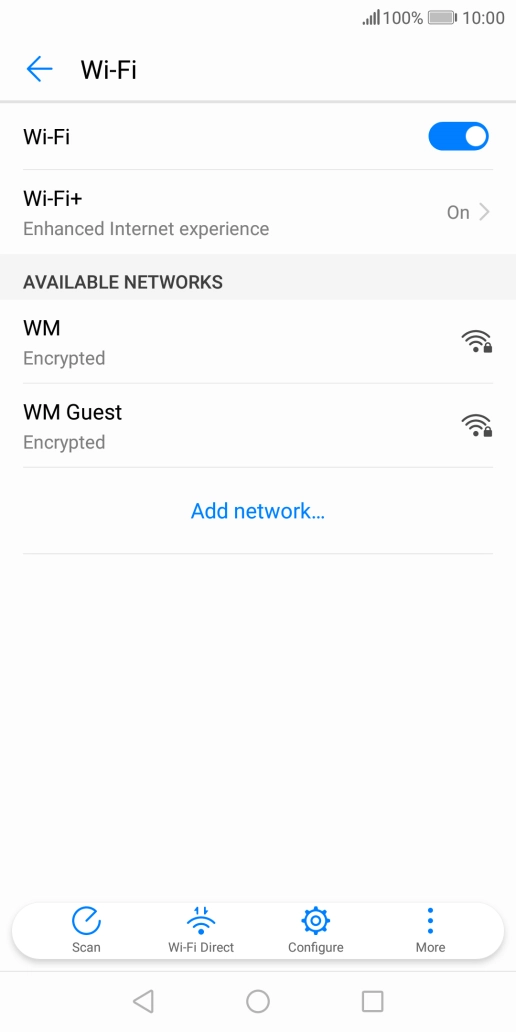 Press the required Wi-Fi network. Press the required Wi-Fi network.
