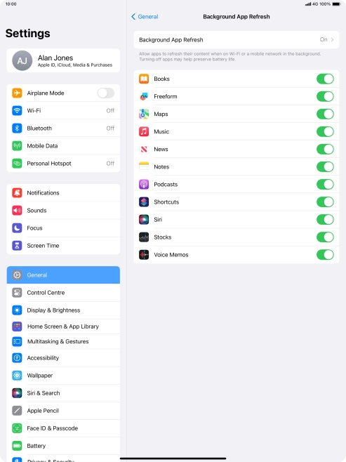 Press Background App Refresh. Press Background App Refresh.