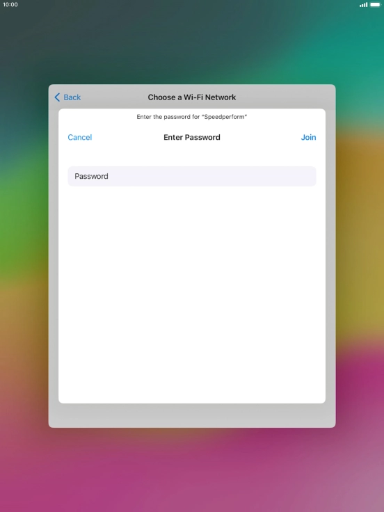 Key in the password for the Wi-Fi network and press Join. Key in the password for the Wi-Fi network and press Join.
