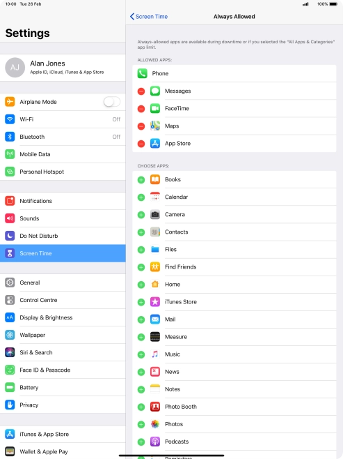 Press the remove icon next to the required app to remove it from the list of allowed apps during Downtime. Press the remove icon next to the required app to remove it from the list of allowed apps during Downtime.