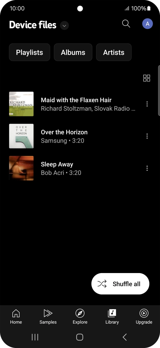 Press the required audio file. Press the required audio file.
