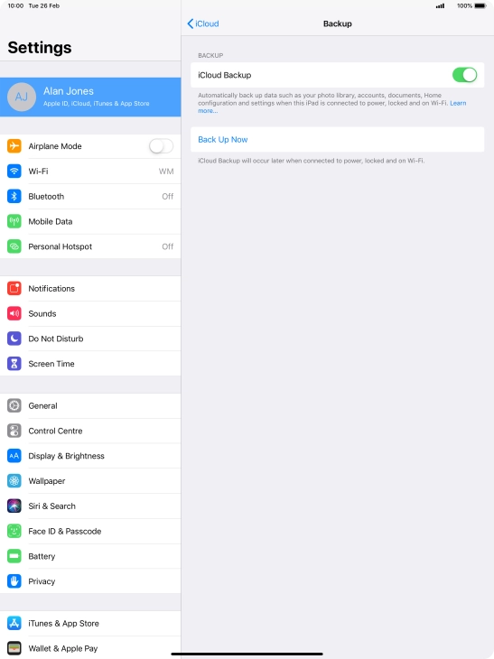 Press Back Up Now and wait while the tablet memory is backed up. Press Back Up Now and wait while the tablet memory is backed up.