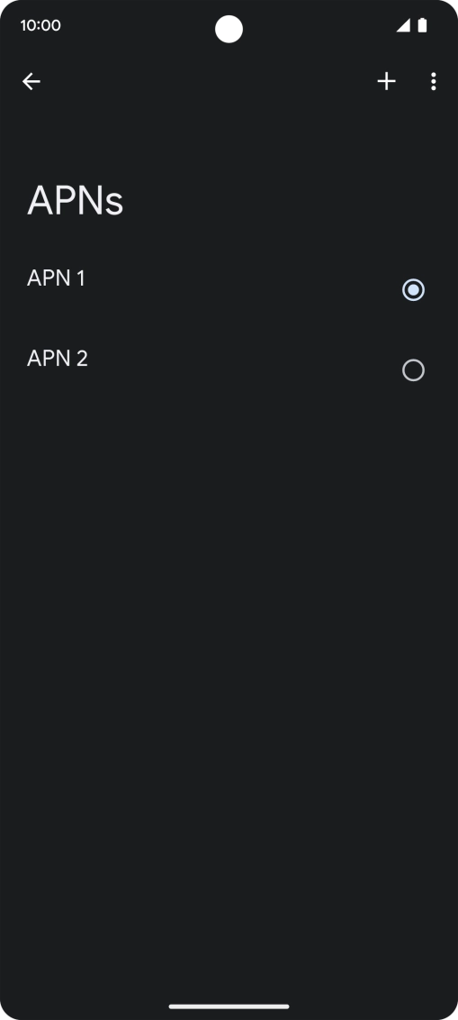 Press the field next to the required data connection to activate it. Press the field next to the required data connection to activate it.