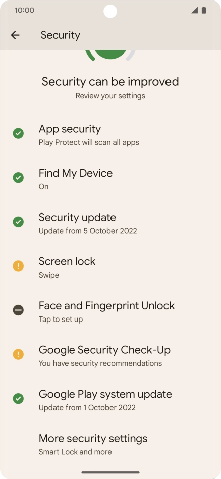 Press More security settings. Press More security settings.