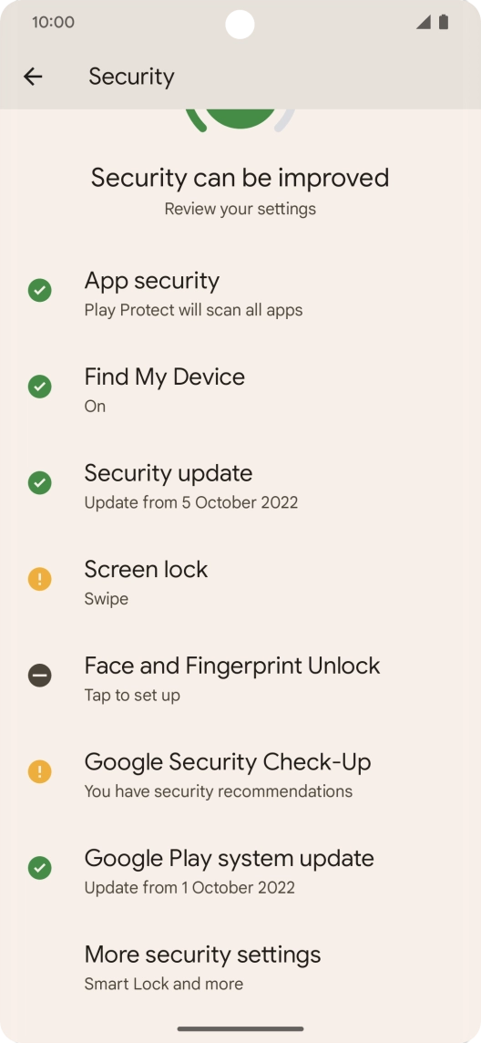 Press More security settings. Press More security settings.